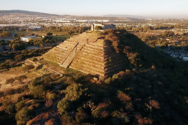 A screengrab showing an aerial view of the Pyramid of El Cerrito. Image Credit: Video Master Producciones / Youtube.
