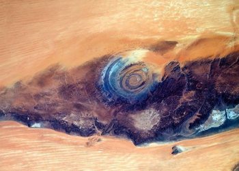 The incredible Richat structure captured by Russian cosmonaut Sergei Ryazansky working on the ISS. Credit: Roscosmos