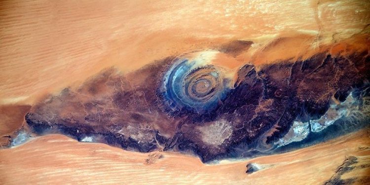 The incredible Richat structure captured by Russian cosmonaut Sergei Ryazansky working on the ISS. Credit: Roscosmos