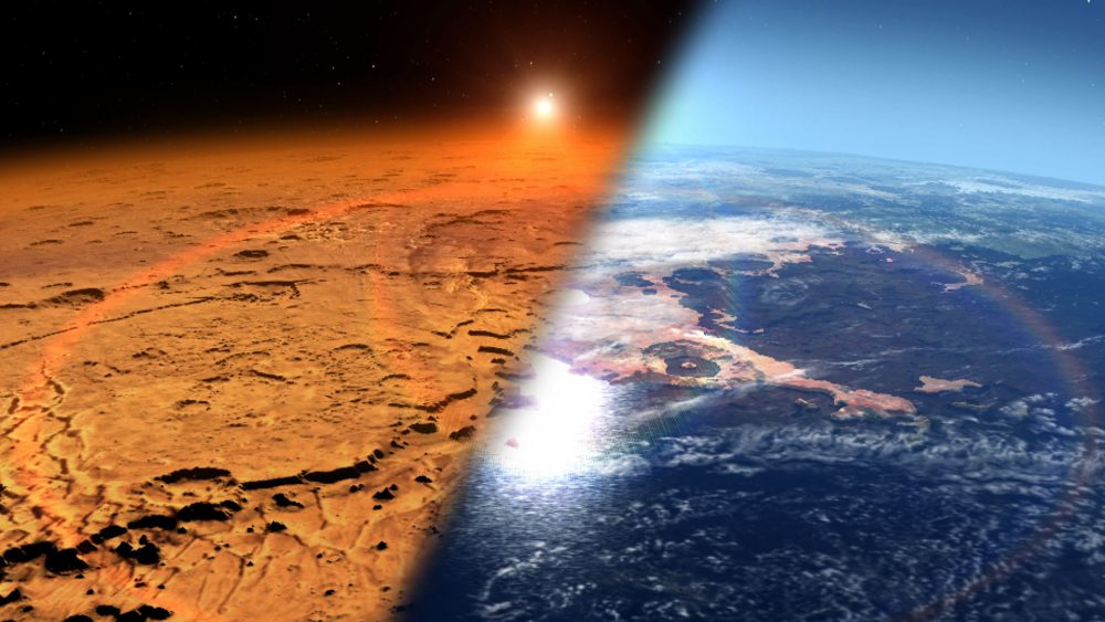 Early Mars was covered in lakes and rivers and had a climat that was able to support life. Credit: NASA’s Goddard Space Flight Center