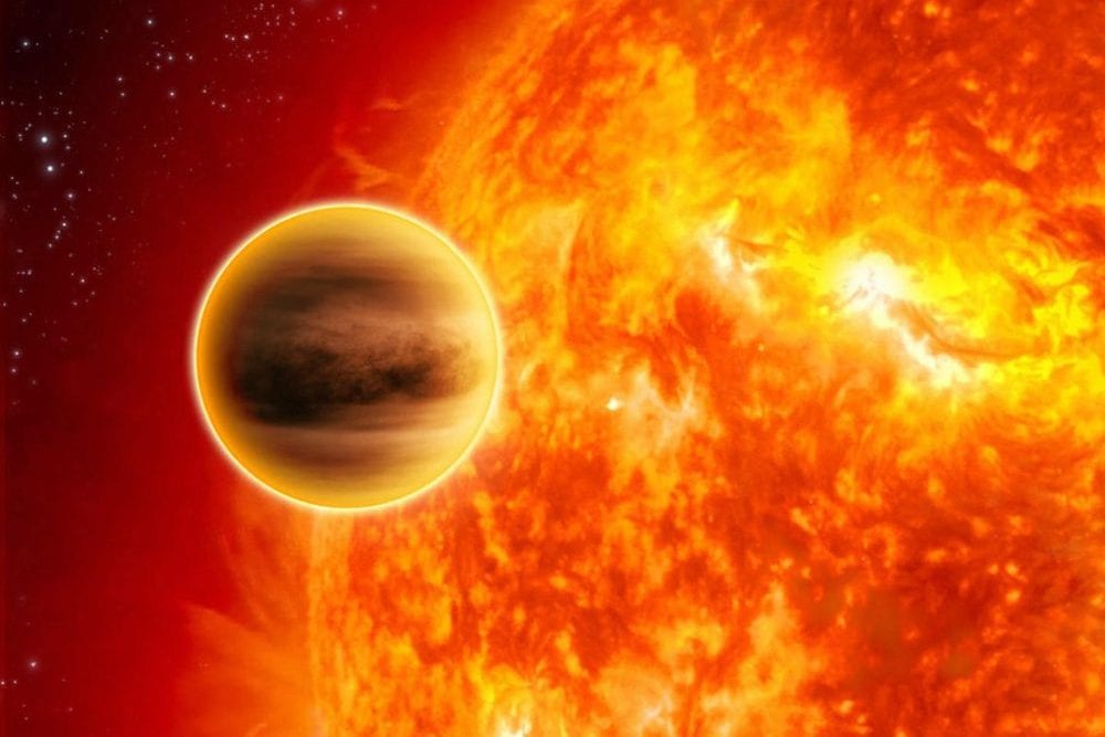 Artist's impression of the ultra-hot Jupiter WASP-33b which has the hydroxyl molecule in its atmosphere. Credit: NASA
