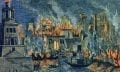 The burning of the Great Library of Alexandria, woodcuts by Hermann Göll, 1876. Credit: Wikimedia Commons