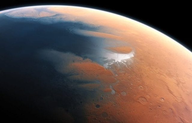 Artist's impression of Mars billions of years ago when it had water and microbes could have survived. Credit: ESO/M.Kornmesser