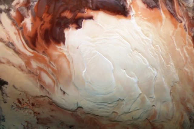 The icy cap of Mars' south pole, which could be hiding incredible amounts of underground water. Credit: ESA/DLR/FU Berlin/Bill Dunford