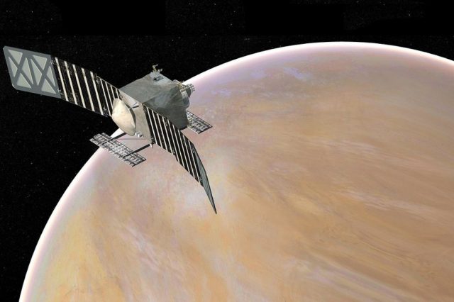 Concept art for the VERITAS automatic Venus station. Credit: NASA / JPL-Caltech