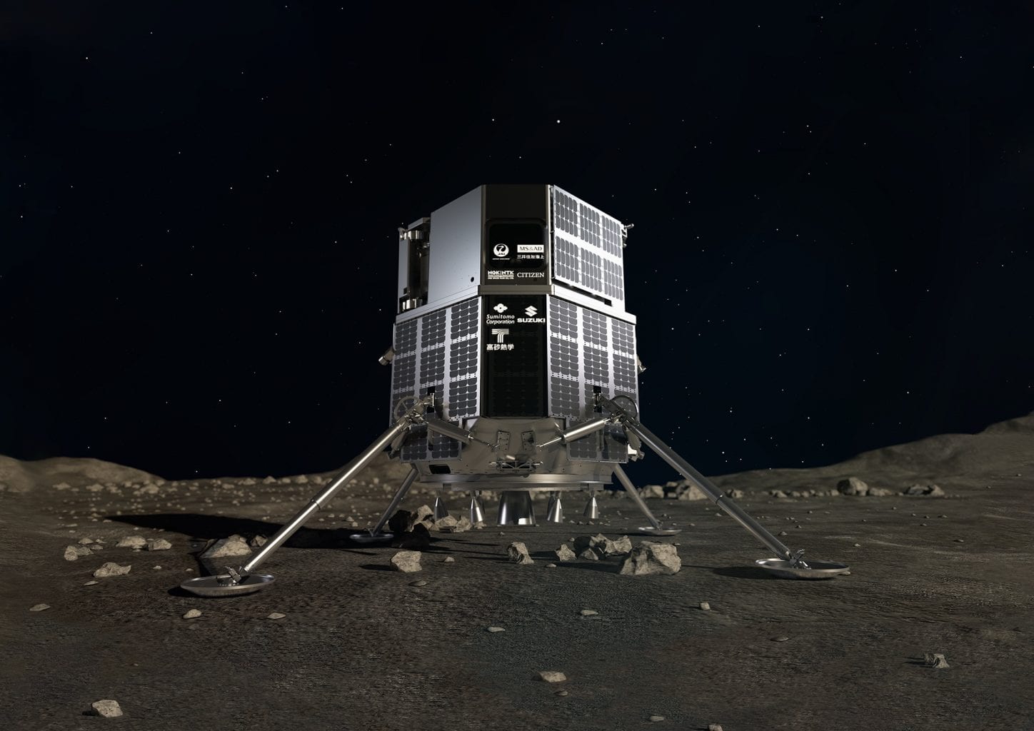 Artist's impression of the HAKUTO-R moon lander which is scheduled for launch in 2022. It will be the debut launch of the private Japanese company ispace Inc. Credit: ispace