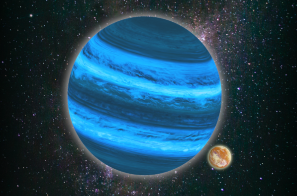 An artist's impression of a rogue exoplanet that has an exomoon but no star. Credit: Tommaso Grassi / LMU