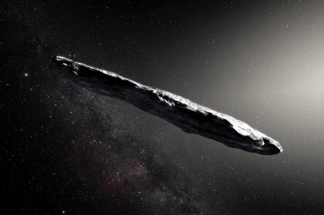 Astronomers believe that Oumuamua had the shape of a cigar with flat sides. Professor Avi Loeb suggests that it could be a "data collector" for UFOs on Earth. Credit: Shutterstock