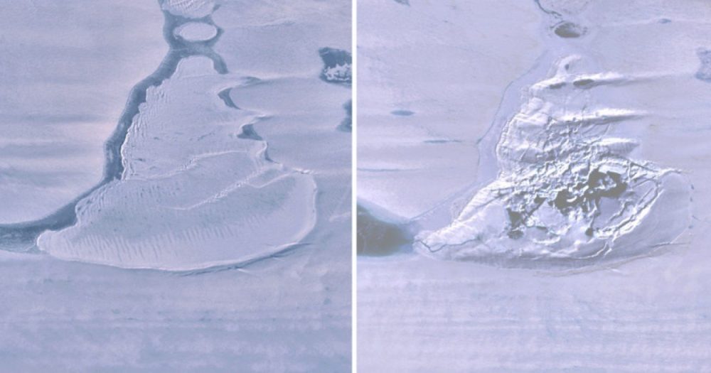 There is only cracked ice in the area that once covered the lake in Antarctica. Credit: University of Tasmania