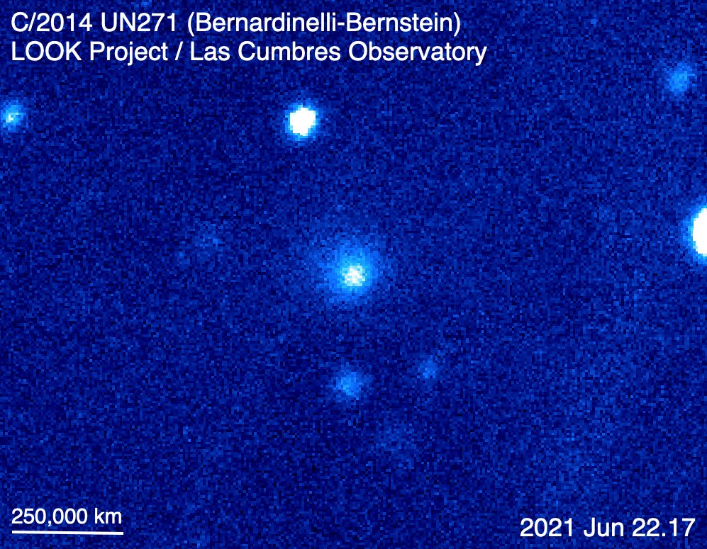Comet C/2014 UN271 (Bernardinelli-Bernstein) captured in this synthetic color composite image. Credit: LOOK/LCO