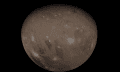 A screenshot of the video showing Juno's view of Jupiter's moon Ganymede. Image Credit: Juno Mission / YouTube.