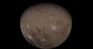 A screenshot of the video showing Juno's view of Jupiter's moon Ganymede. Image Credit: Juno Mission / YouTube.