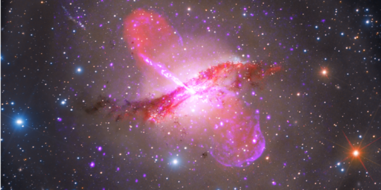 The Event Horizon Telescope captured images of the black hole jets at the center of the Centaurus A galaxy. Credit: X-RAY: CXC/NASA AND SAO; OPTICAL: ROLF OLSEN; INFRARED: JPL-CALTECH/NASA