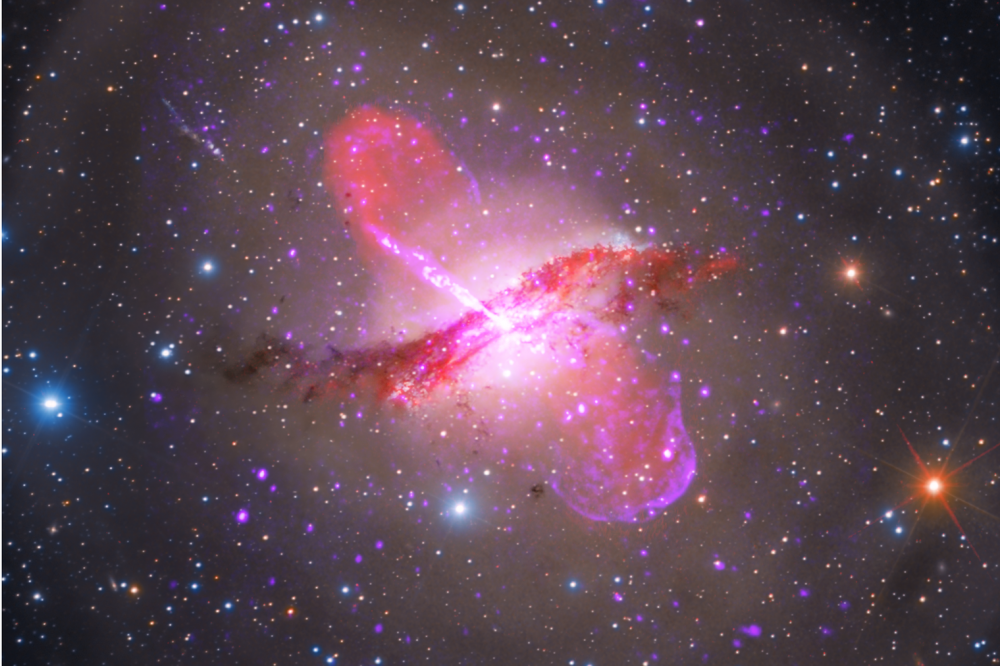 The Event Horizon Telescope captured images of the black hole jets at the center of the Centaurus A galaxy. Credit: X-RAY: CXC/NASA AND SAO; OPTICAL: ROLF OLSEN; INFRARED: JPL-CALTECH/NASA
