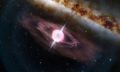 Artist's impression of a collapsing star that is producing a gamma-ray burst jets. Scientists have detected the shortest gamma-ray-burst in history. Credit: International Gemini Observatory/NOIRLab/NSF/AURA/J. da Silva