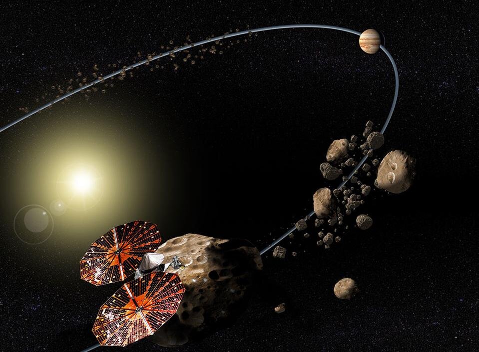 Conceptual image of the Lucy mission. Credit: NASA/SWRI