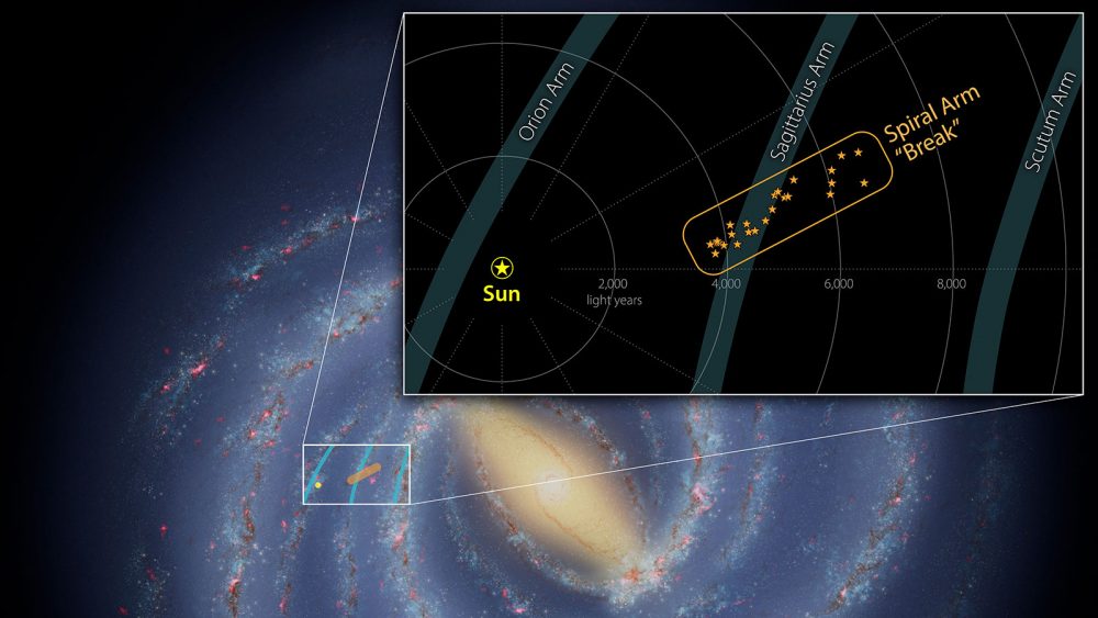 The newly-discovered mysterious structure in the Milky Way. Credit: NASA/JPL-Caltech