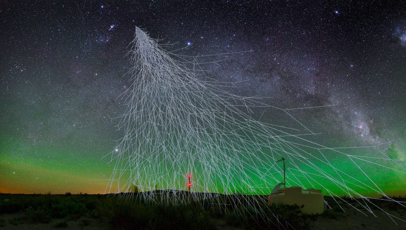 Artist's impression of cosmic rays. Credit: A. Chantelauze, S. Staffi, L. Bret