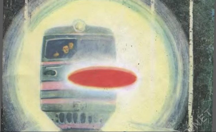 Artist's impression of the UFO incident with train No. 1702. Credit: Техника — молодёжи magazine, issue 8, 1989.