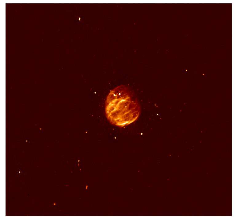 Supernova remnant G55.7+3.4 seen in this radio image by the VLA. Credit: Bhatnagar et al., NRAO/AUI/NSF