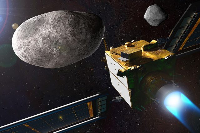 Artist's impression of the DART mission spacecraft on its way to the asteroid. Credit: NASA