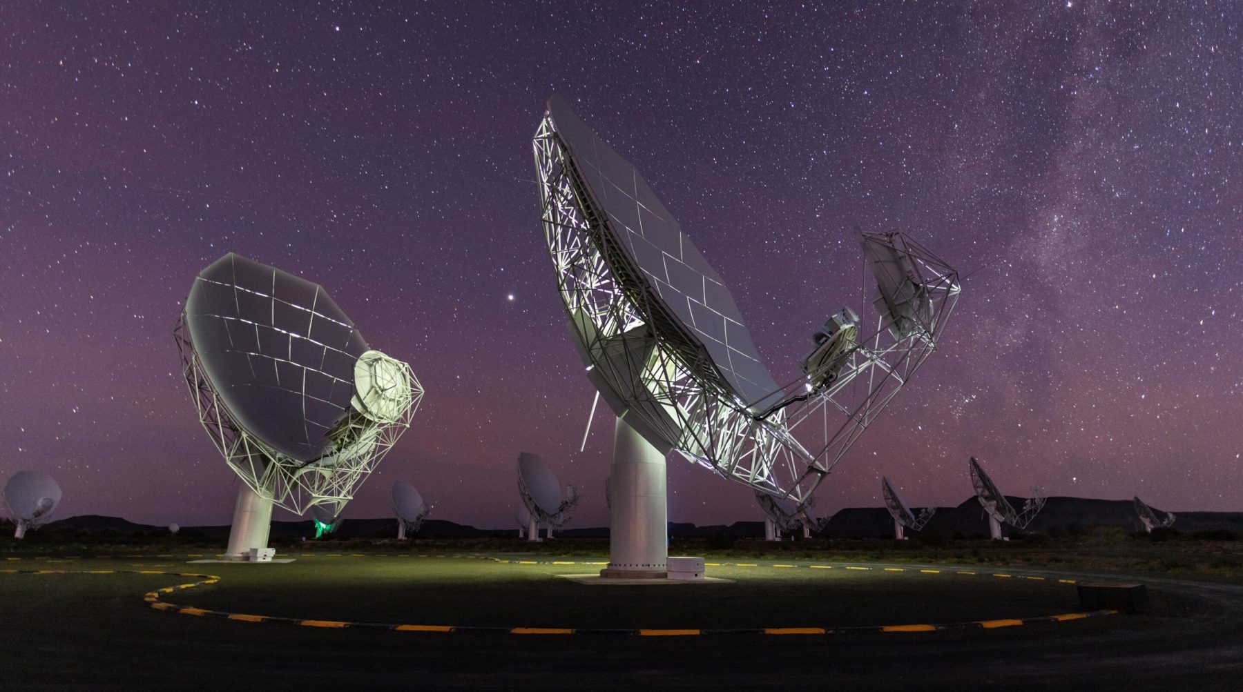 Radio telescopes that are part of MeerKAT. Credit: South African Radio Astronomy Observatory (SARAO)