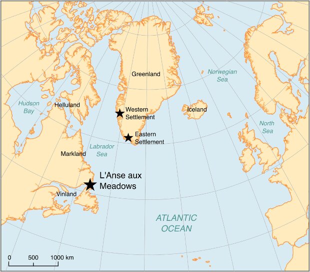 Location of Viking Age Monuments in Greenland and Canada. Credit: Margot Kuitems 