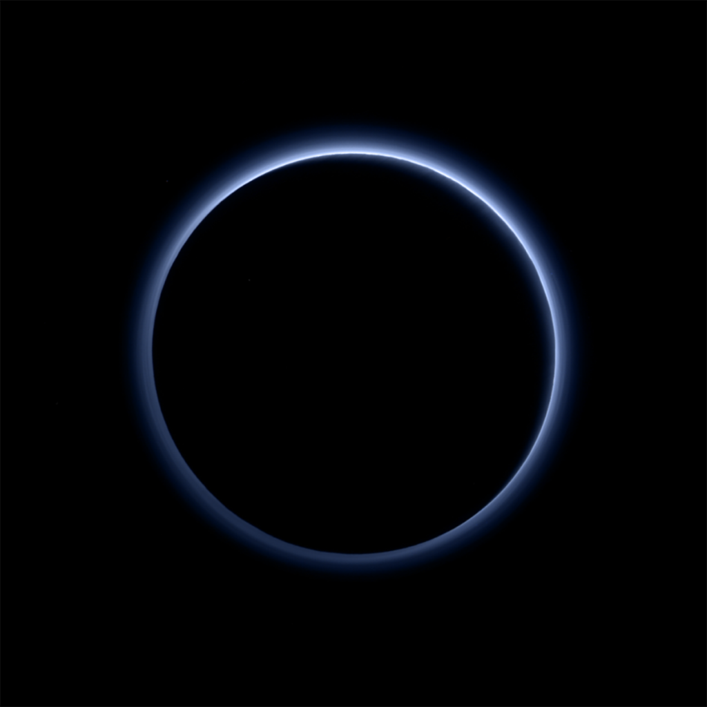The haze layer of Pluto's atmosphere in an image taken by the New Horizons spacecraft. Credit: NASA/JHUAPL/SwRI