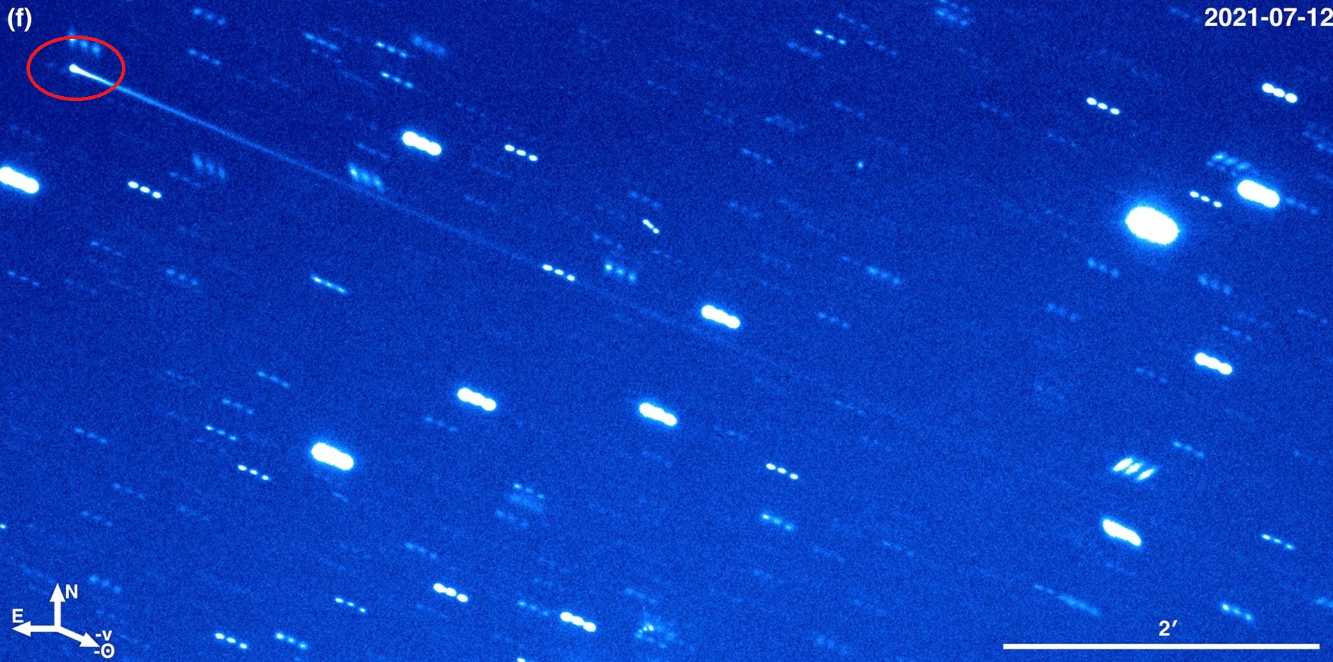 Rare asteroid comet 248370 captured in July. Credit: Henry H. Hsieh (PSI), Jana Pittichová (NASA/JPL-Caltech)