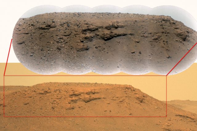 Image of an escarpment along the delta of the Jezero Crater taken by the Mars rover. Credit: NASA/JPL-Caltech/LANL/CNES/CNRS/ASU/MSSS