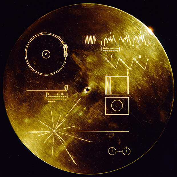 Both Voyagers carry one such golden plate with a message to other civilizations. Credit: NASA