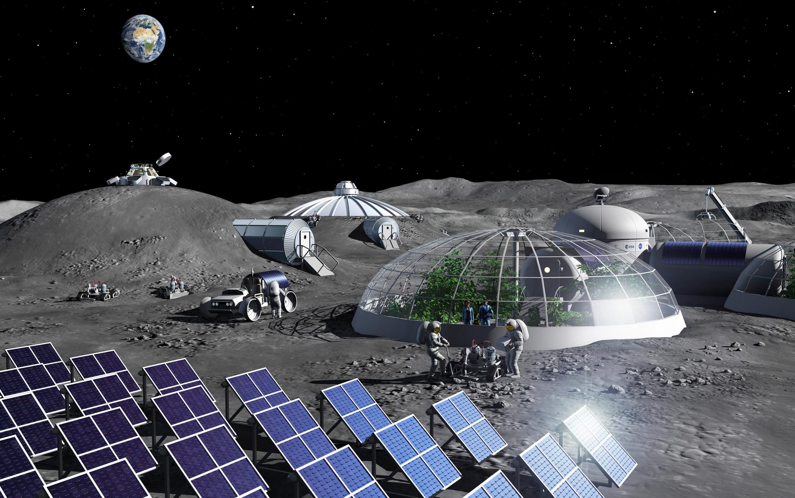 Artist's impression of a base on the moon. Scientists claim that there is enough oxygen on the surface of the Moon for the entire human race for 100,000 years. Credit: ESA / P. Carril