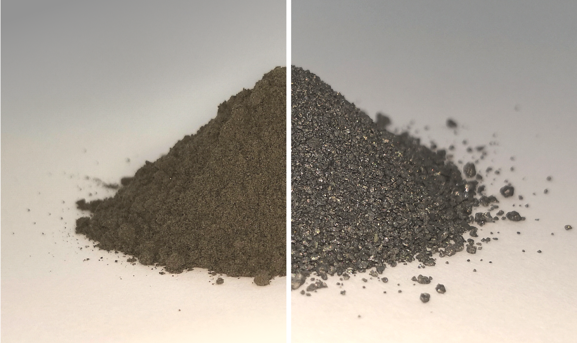 Several years ago, scientists created artificial lunar soil for tests. On the left, you see a pile of simulated regolith while on the right, you see the same pile once all the oxygen has been extracted. While we need the oxygen for survival, the metal alloys could be used by colonizers. Credit: ESA