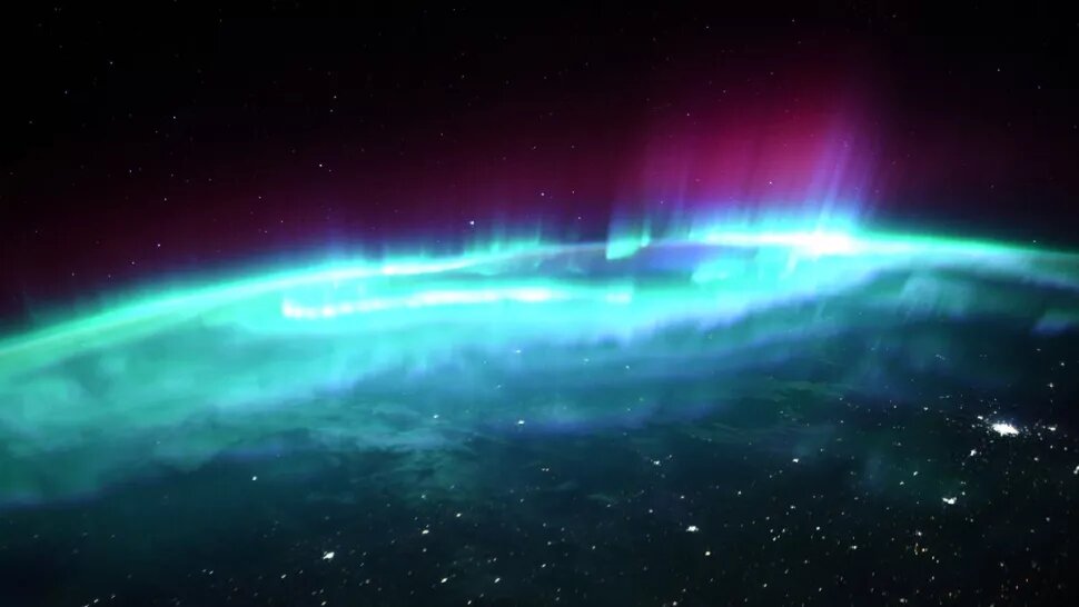 Another image of the auroras captured by astronaut Thomas Pesquet. Credit: ESA/Thomas Pesquet