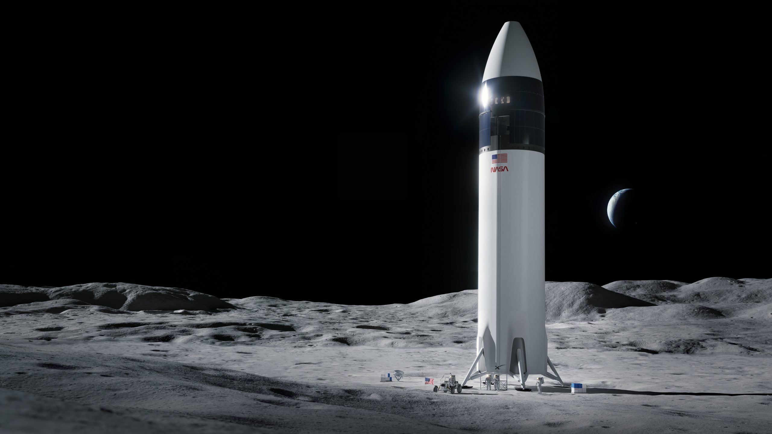 Artist's impression of a SpaceX Starship on the lunar surface. Credit: SpaceX