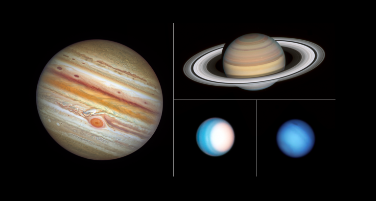 NASA shared the latest images of solar system planets taken during Hubble's yearly grand tour. Credit: SCIENCE: Amy Simon (NASA-GSFC), Michael H. Wong (UC Berkeley) VISUALIZATION: Joseph DePasquale (STScI)