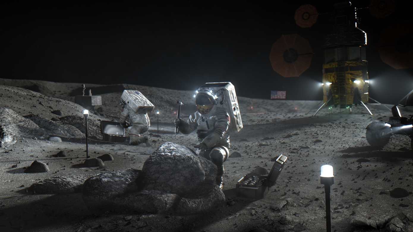 Artist's impression of an astronaut conducting scientific work on the lunar surface. Credit: NASA