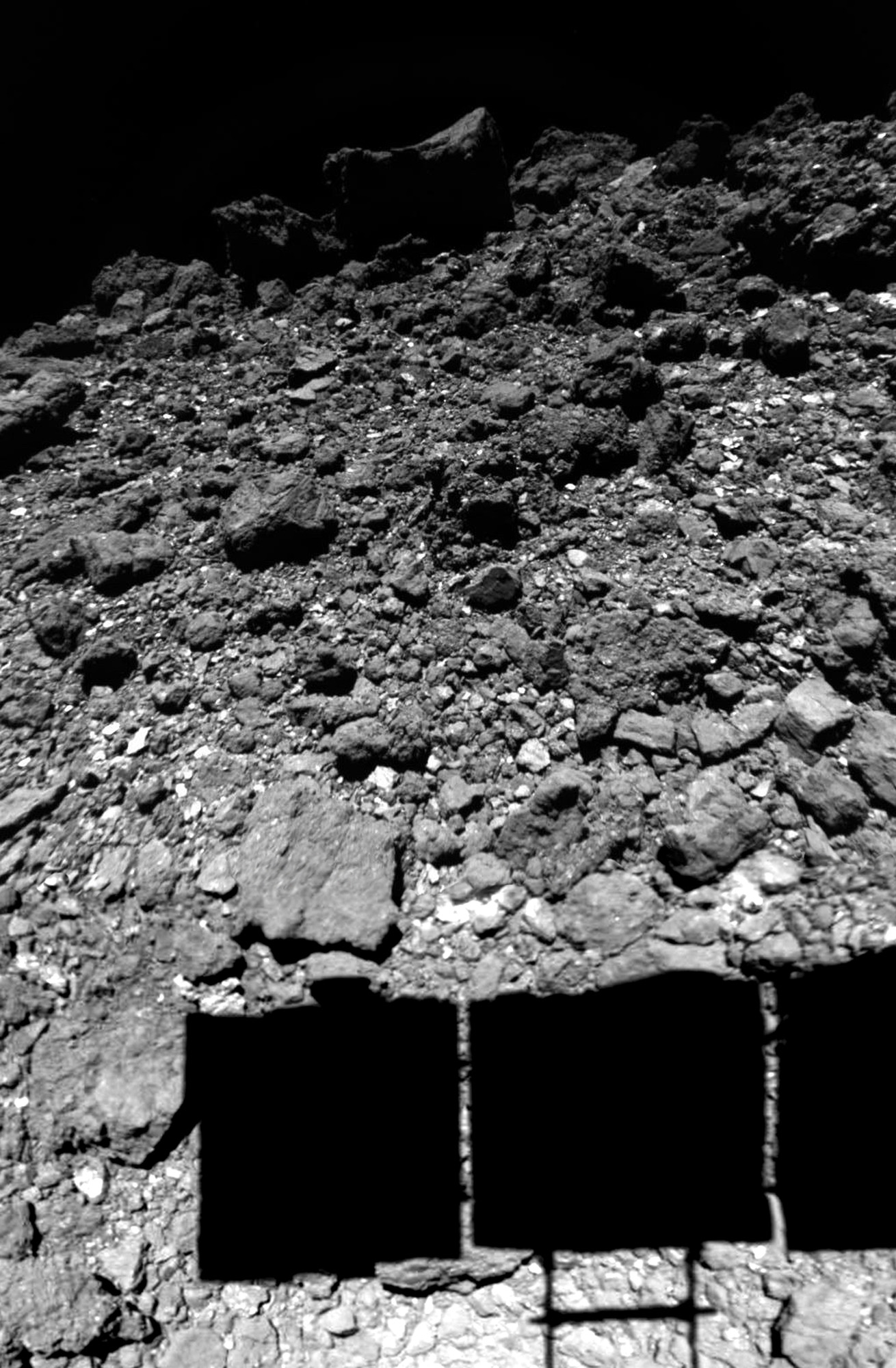 A snapshot of the surface of the near-Earth carbonaceous asteroid Ryugu taken by the Hayabusa2 spacecraft just before landing. Credit: JAXA / U. Tokyo / Kochi U./Rikkyo U./Nagoya U./Chiba Inst. Tech./Meiji U./U. Aizu / AIST