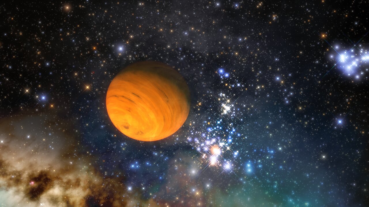 Artist's impression of one of the 70+ free-floating alien rogue planets. Credit: NOIRLab/NSF/AURA/J. da Silva