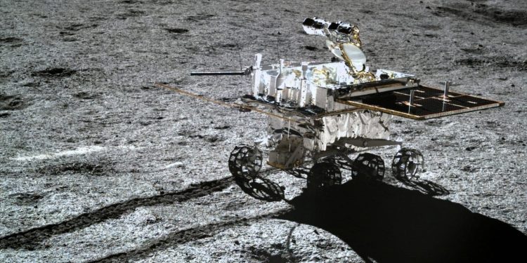 Image of the Yutu-2 rover on the far side of the Moon. Credit: CNSA/CLEP