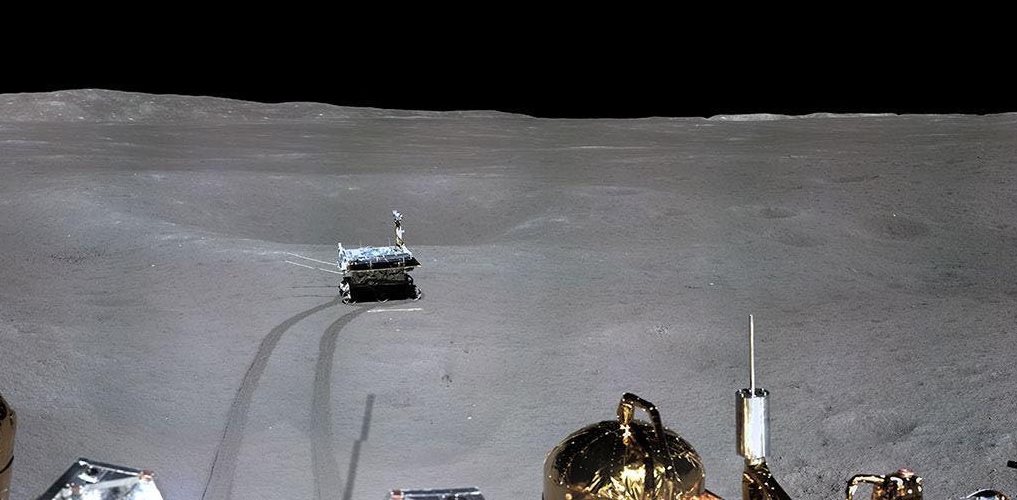 Panorama of the lunar surface and the Yutu-2 rover. Credit: CNSA