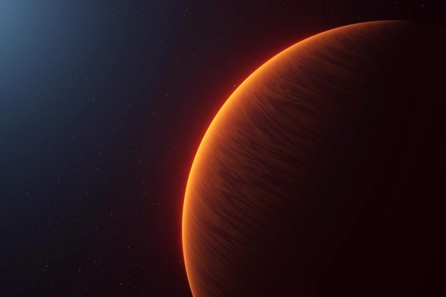 Artist's impression of ultra-hot Jupiter WASP-189b, which has titanium oxide in its atmosphere. Credit: Bibiana Prinoth
