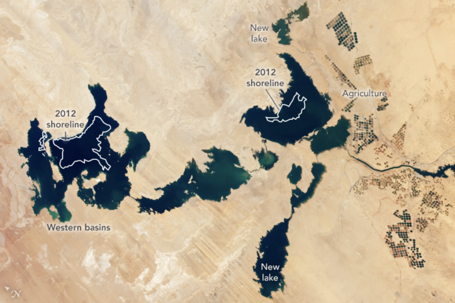 The size of the artificial lakes in Egypt in November 2020. Image Credit: NASA