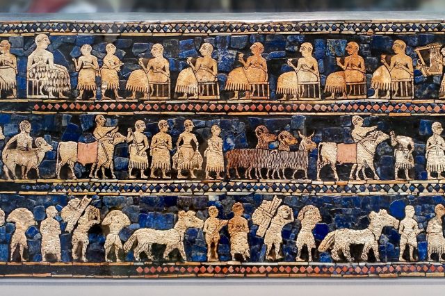 The Standard of Ur with depictions of domesticated animals including Kungas. Credit: British Museum; photo: Steven Zucker, CC BY-NC-SA 2.0