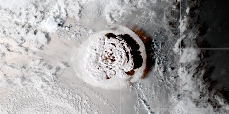 The Hunga Tonga eruption captured from space. Credit: John Michaelson/Youtube