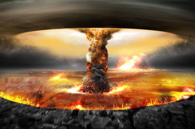 An artists rendering of a nuclear blast. Shutterstock.