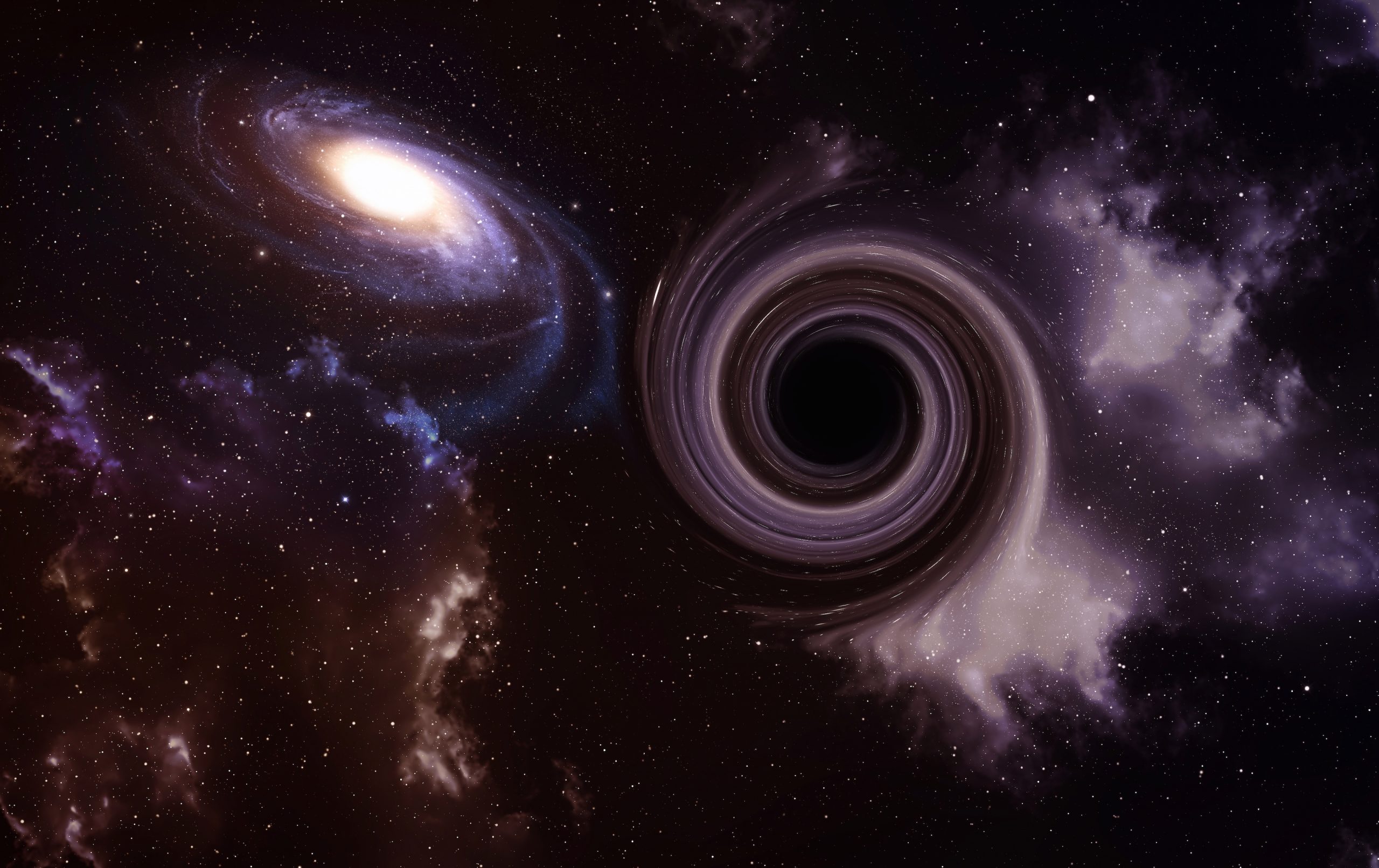 An artist's rendering of a black hole traveling through interstellar space. Depositphotos.