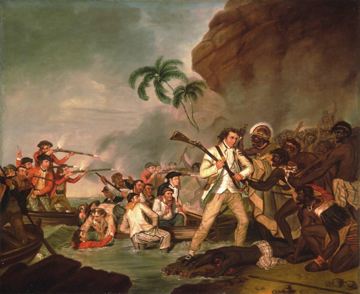 "Death of Captian James Cook", oil on canvas, George Carter (1783). Credit: BERNICE P. BISHOP MUSEUM, HONOLULU