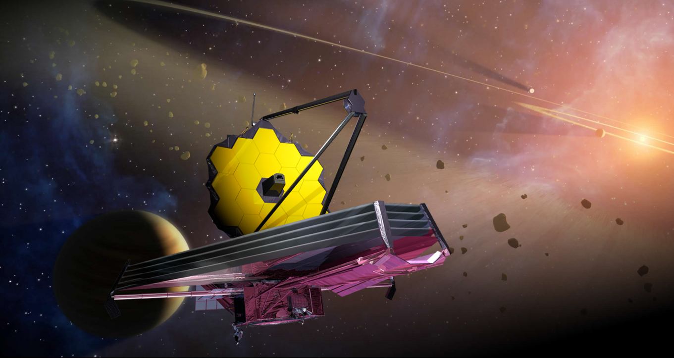 See the James Webb Telescope as it travels through space. Credit: NASA
