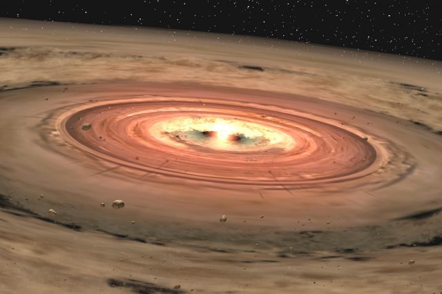 Artist's impression of a protoplanetary disk of dust and gas around a star. Scientists believe that planets can form around dying stars too. Credit: NASA/JPL-CALTECH